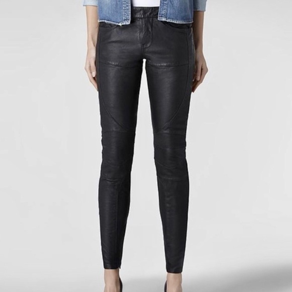 Allsaints leather motorcycle pant